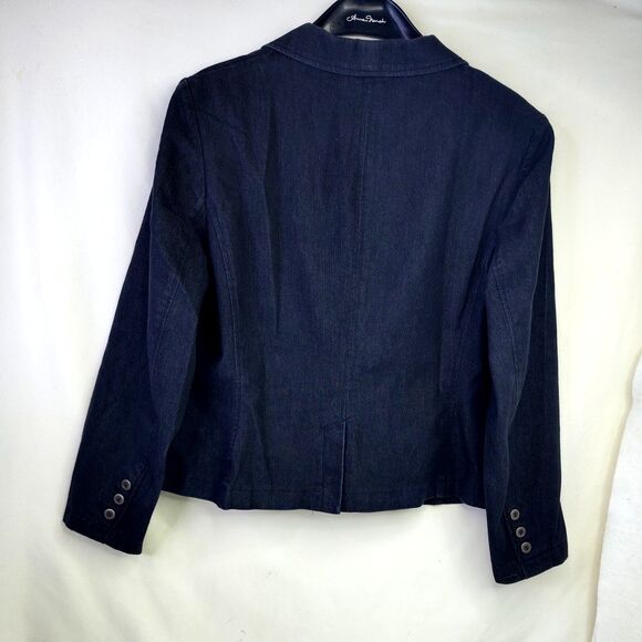 Venezia Womens 16 Black Denim Jacket Button-Up Collared Classic Retro Vintage - Picture 7 of 8